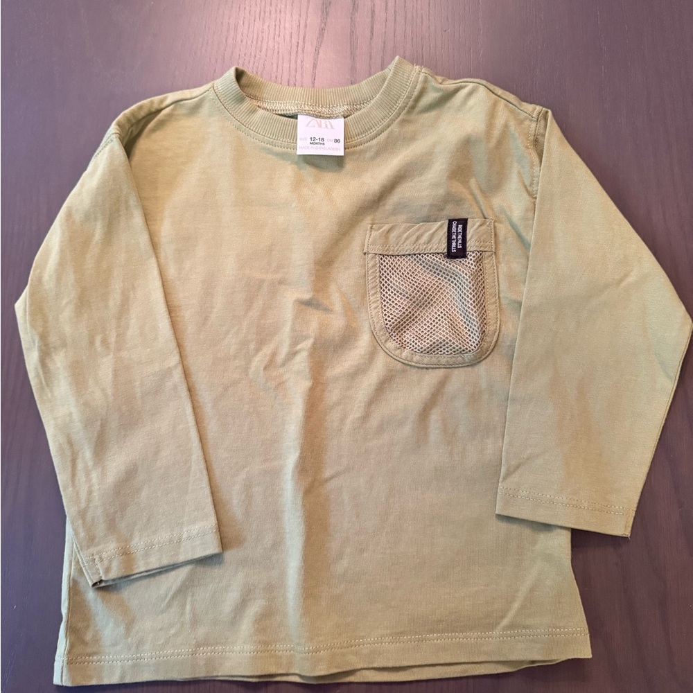 Zara Toddler Boy Long Sleeve Shirt in Green